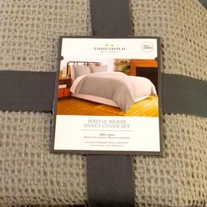 THRESHOLD WAFFLE WEAVE DUVET COVER SET FULL / QUEEN 100% COTTON